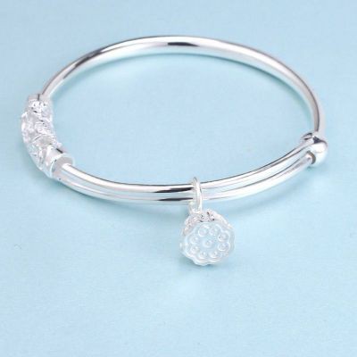 925 bảng Anh bạc vòng tay tinh tế hoa sen trang sức thời trang nữ
