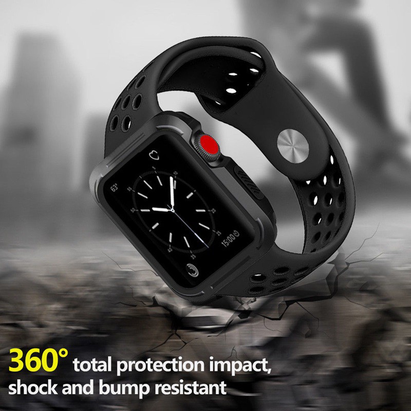 Dây đeo silicon mềm kèm ốp cho đồng hồ thông minh Apple Watch Series 7/SE/6/5/4/3/2/1