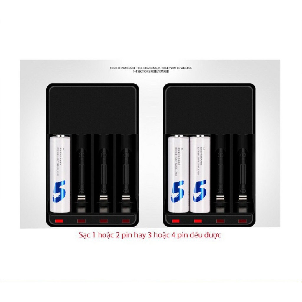 Combo Sạc Pin Và 4 Pin Tiểu Sạc Palo AA 1800mAh Cho Xe điều khiển, Đồ chơi, Chuột Máy Tính...