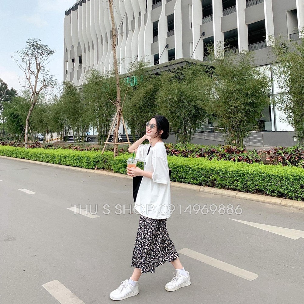 Chân Váy Midi Họa Tiết Hoa Nhí Da Báo kiểu Vintage Dáng Dài Cạp Khoá Sườn Hàng Đẹp THUS591