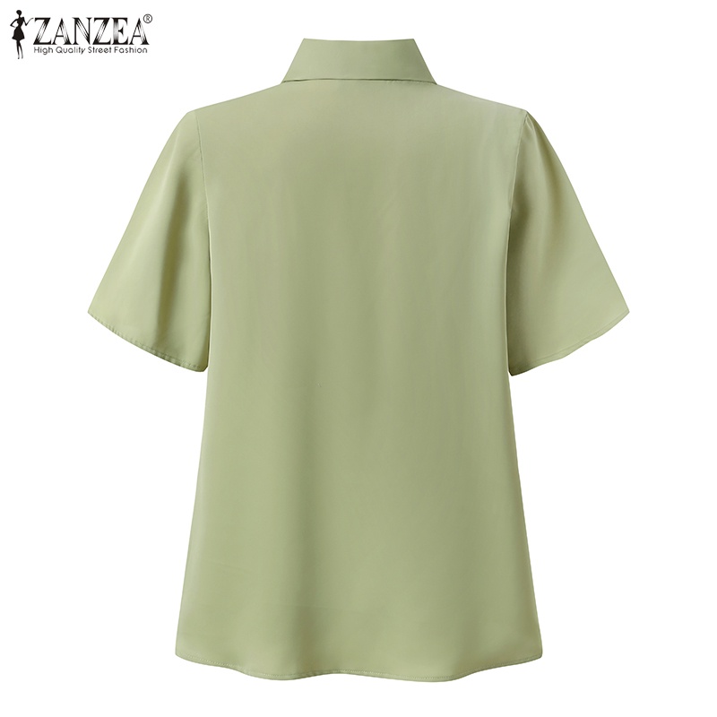 Zanzea Áo Sơ Mi Nữ Tay Ngắn Cổ Chữ V Thời Trang Thanh Lịch