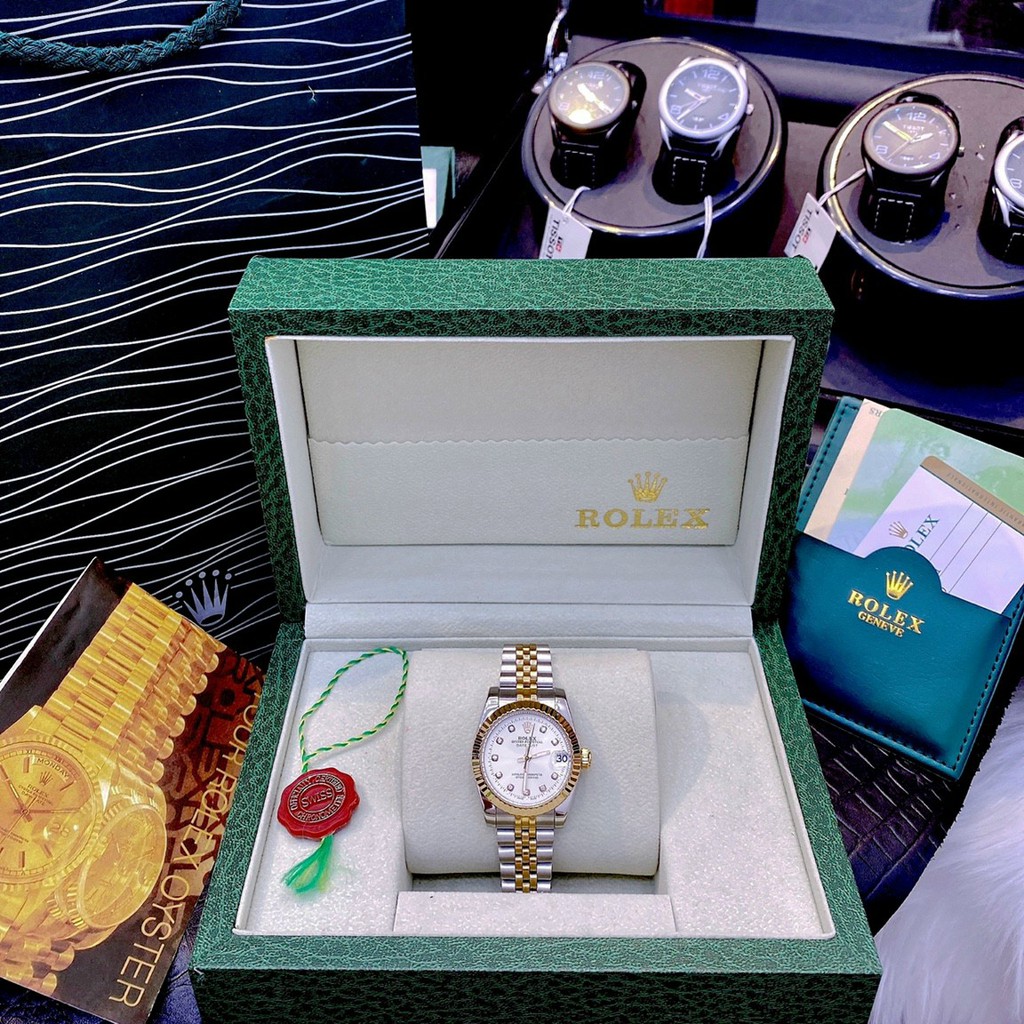 Đồng hồ nữ chính hãng, đồng hồ đeo tay nữ ROLEX full box, kính tráng Sapphire, viền xoàn cực kỳ cao cấp, sang trọng