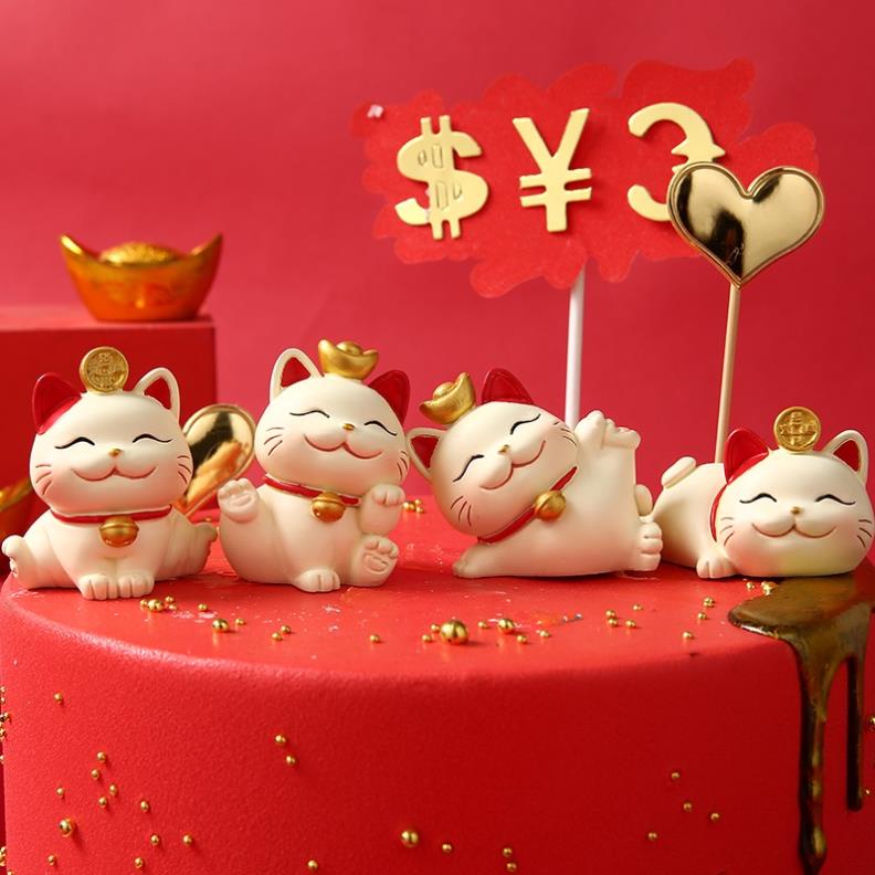 MÈO THẦN TÀI 7cm MÈO MAY MẮN dùng trang trí bàn làm việc, kệ tủ, ô tô