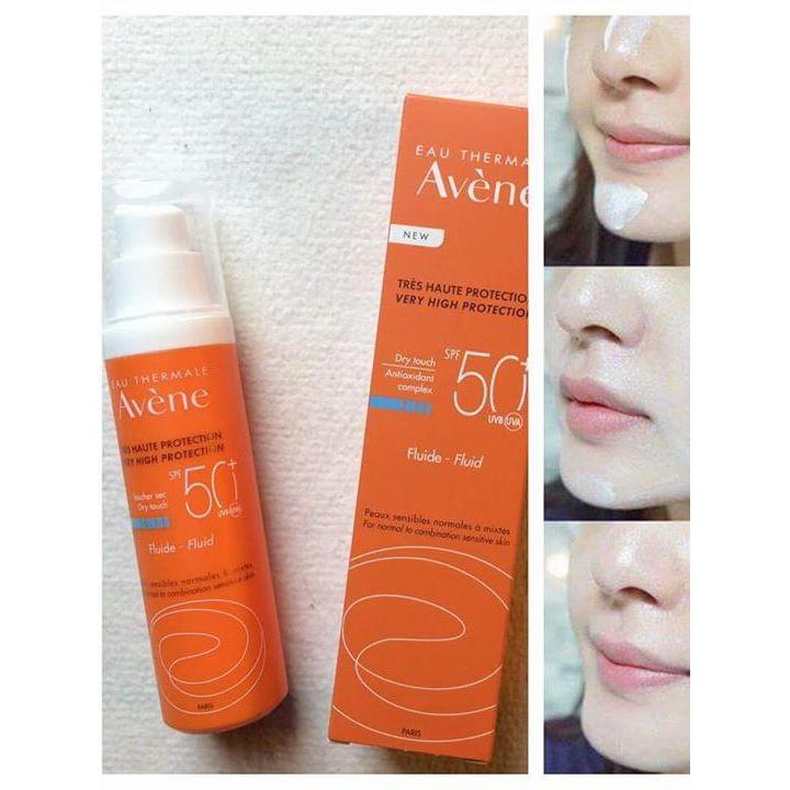 Kem chống nắng Avene Fluide SPF50 50ml cho da thường da hỗn hợp nhạy cảm mẫu mới