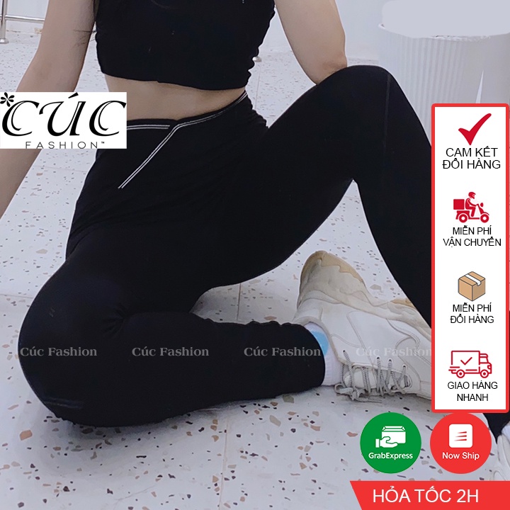 Quần legging nữ dài Cúc Fashion gen bụng chéo cạp cao tôn dáng nâng mông leggin thun ôm bó vải dày dặn bigsize QL06