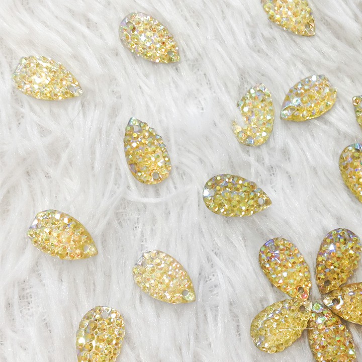 Hạt cườm 3d kết áo đính dài váy đầm hình giọt nước vàng