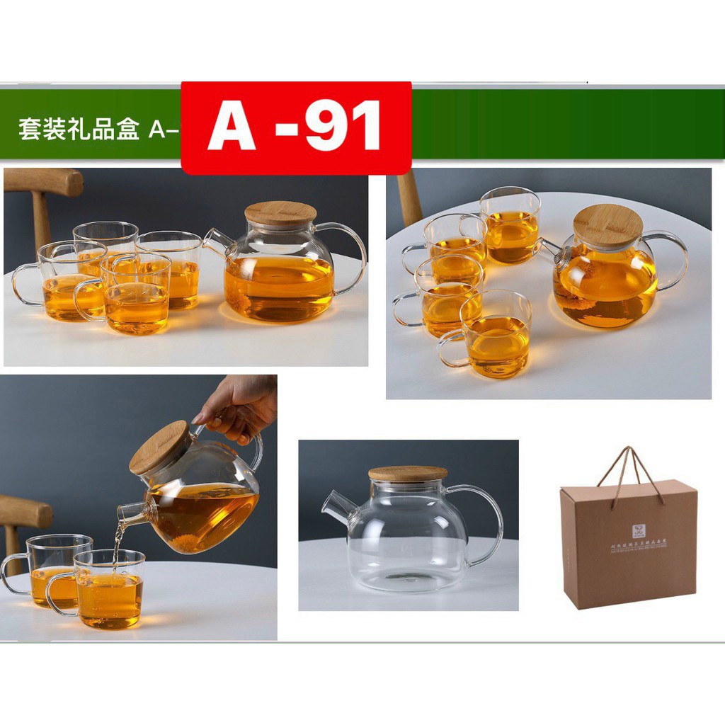 Bình trà thủy tinh chịu nhiệt cao cấp DELI 1000ml 1600ml thiết kế nắp tre chắn lọc inox trang nhã sang trọng sáng bóng | BigBuy360 - bigbuy360.vn