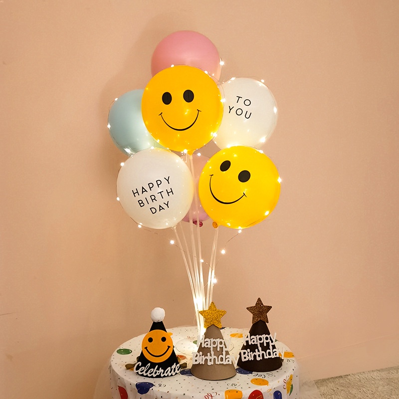 Set 5 Bóng In Hình Mặt Cười Vàng Chanh Phong Cách Hàn Quốc