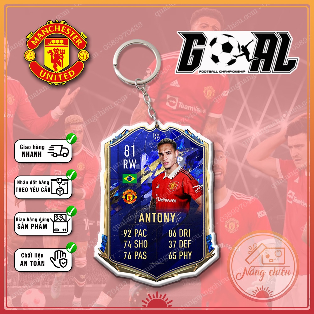 Móc khóa Antony, CLB Manchester United ☘️MÓC KHÓA THẺ CẦU THỦ☘️