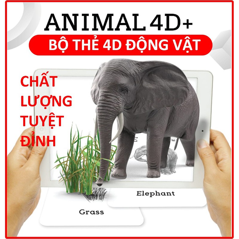 Bộ thẻ 4D, thẻ học thông minh động vật ANIMAL ươm mầm ước mơ trong tương lai - SHOP CU BIN