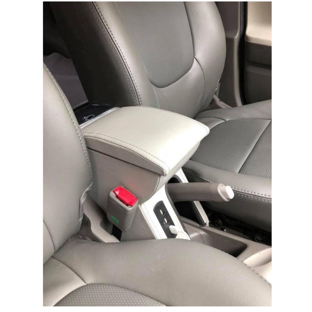Hộp Tỳ Tay Xe Morning và i10 2012 đến 2019 Màu GHI Mẫu GỖ có cổng USB lắp đặt dễ dàng
