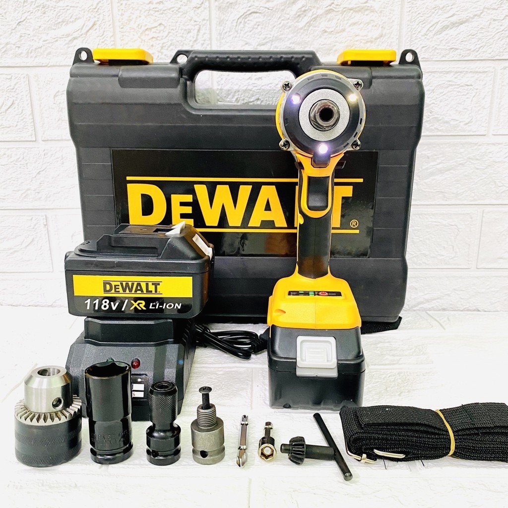 Máy Siết Bulong Dewalt 118V Không Chổi Than- Hàng Loại 1 có 3 đèn led