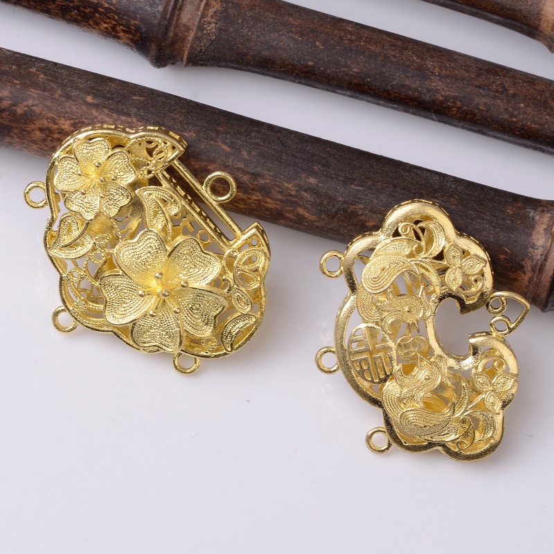 1 phiến đúc họa tiết khóa trường thọ khóa trường mệnh 34*28mm nguyên liệu làm trâm làm trang sức cổ trang có màu KC