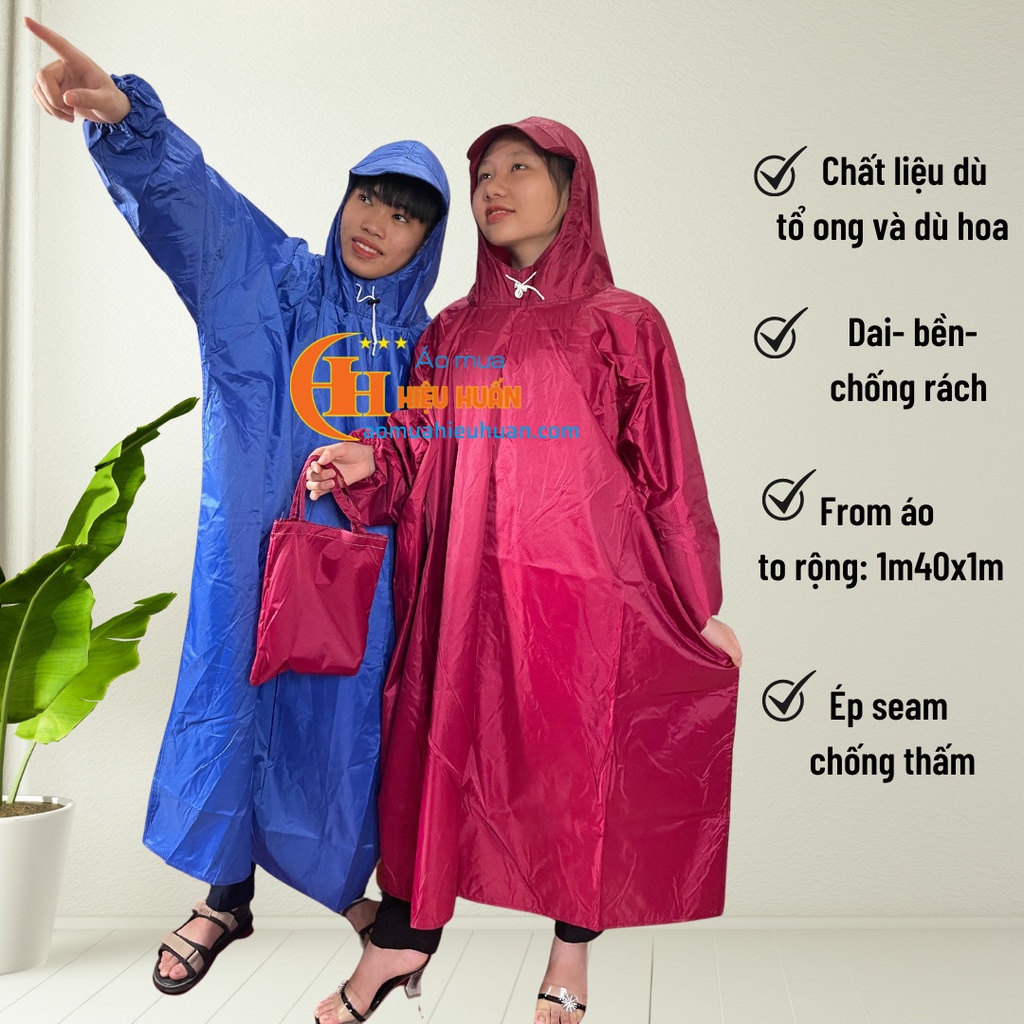 Áo Mưa 1 Người Vải Dù Kín loại 1m4 Không Xẻ Tà , Áo Mưa Thời Trang aomuahieuhuan
