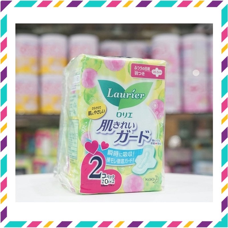 [ Giá Sỉ ] Băng Vệ Sinh Ban Ngày Laurier Nhật Bản, Bịch 2 Gói x 20 Miếng, Ngăn Trào Ngược, Khô Thoáng Mềm Mại Dễ Chịu