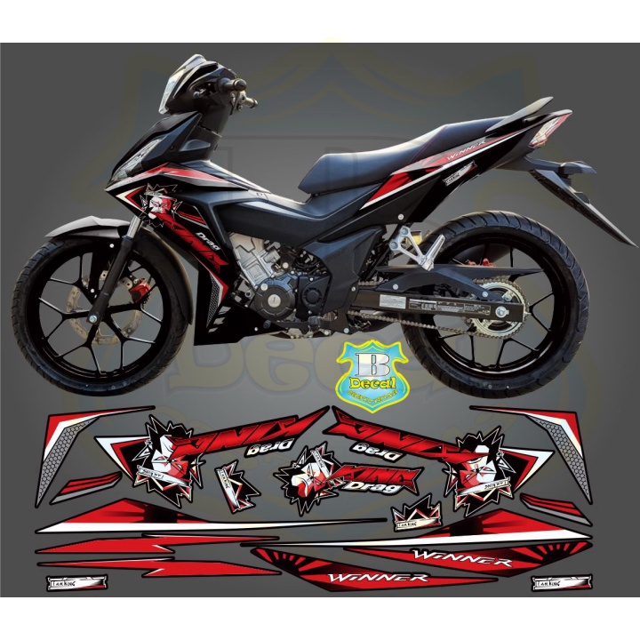 ( Quí khách vui lòng mang ra tiệm cho thợ dán ) Tem winner king drag đỏ đen