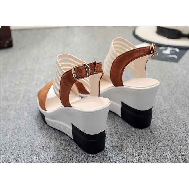 [ ẢNH THẬT ] GIÀY ĐẾ XUỒNG GIÀY CHUỘNG NỮ SANDAL CỔ QUAI ĐAN THỜI TRANG HÀN QUỐC 8.5 CM