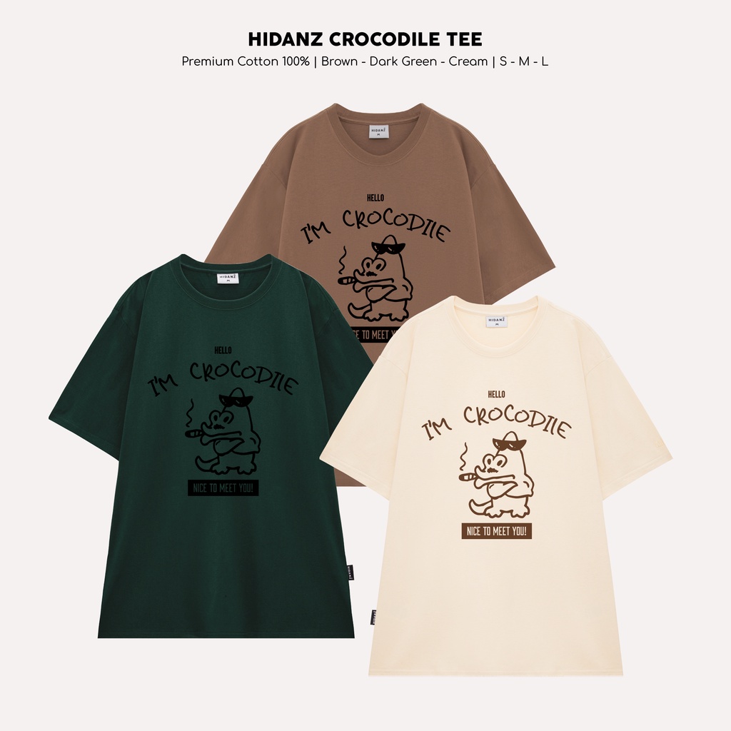 Áo thun Unisex tay lỡ cotton local brand HIDANZ - I'm Crocodile