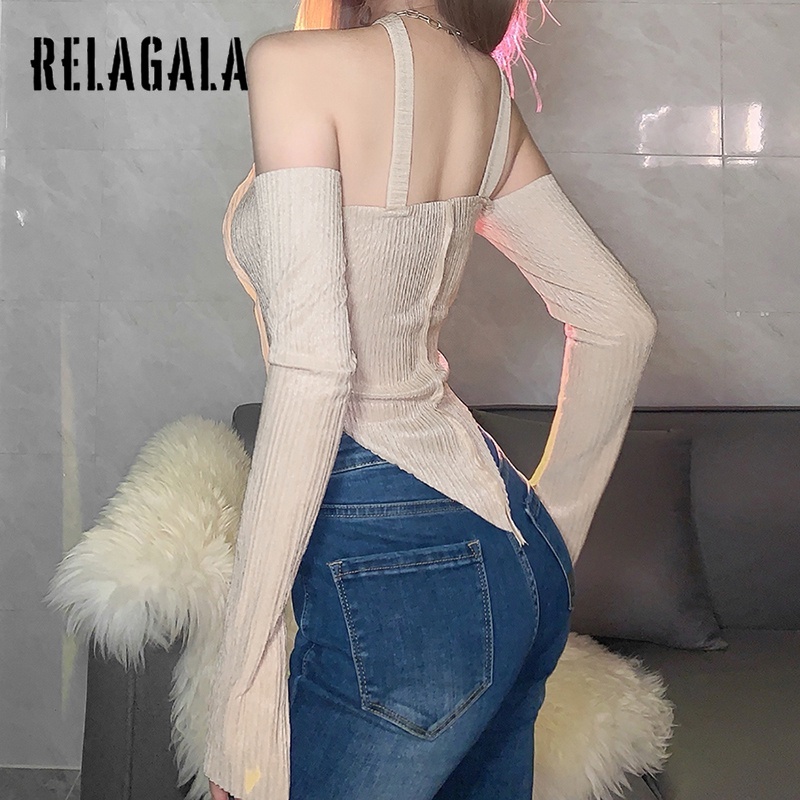 Áo hai dây dáng ôm hở vai màu trơn thời trang quyến rũ dành cho nữ