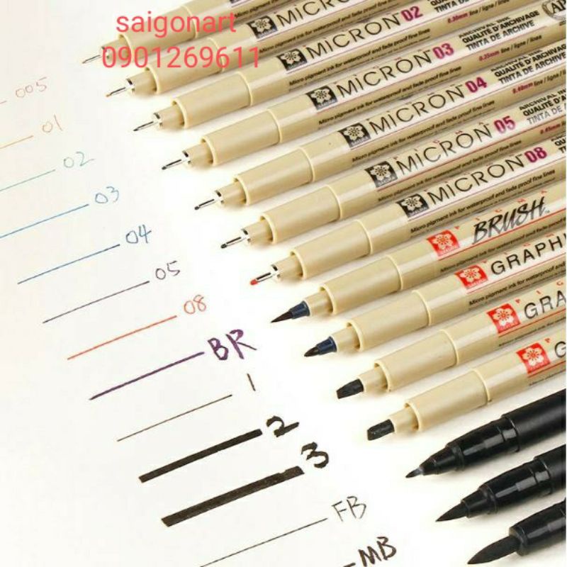 Bút Kim Line Đi Nét, Bút Lông Thư Pháp Chính Hãng SAKURA PIGMA MICRON