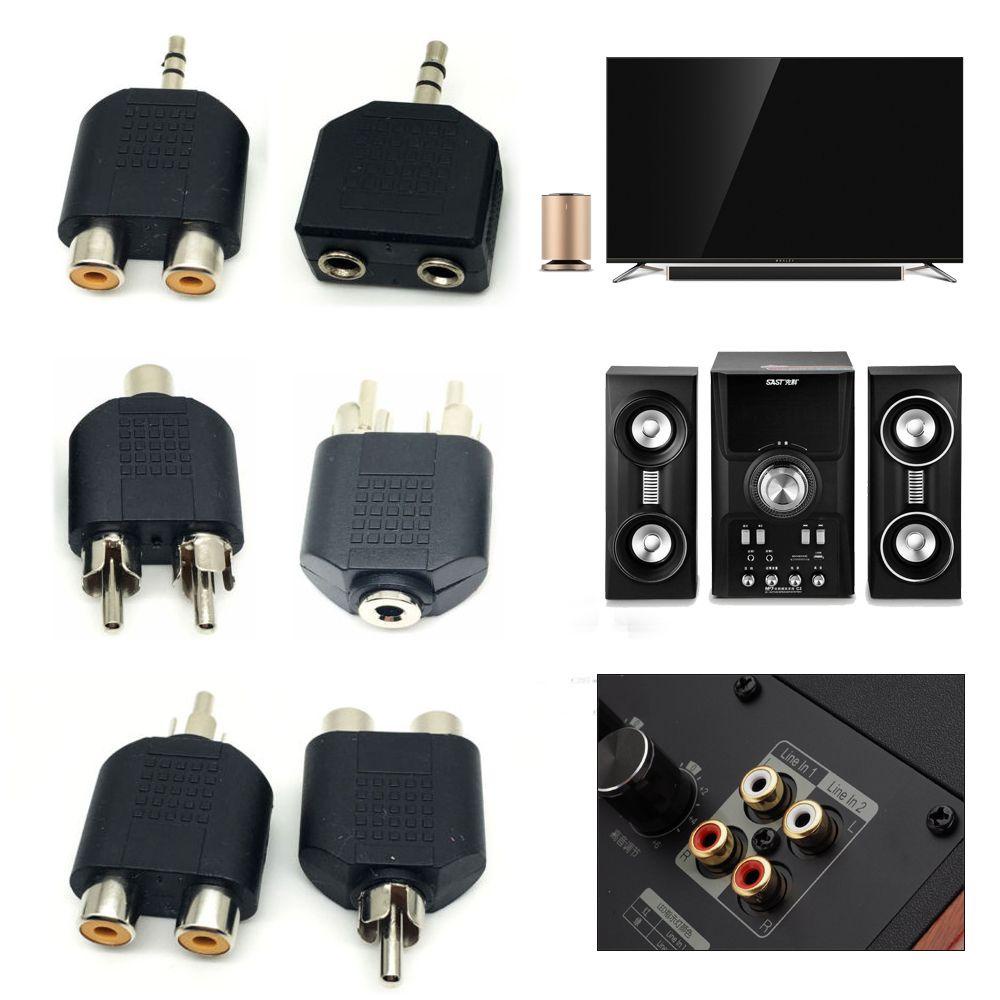 Bộ 2 Đầu Nối Chia Cổng Âm Thanh Hình Chữ Y Màu Đen Chuyên Dụng Cho TV