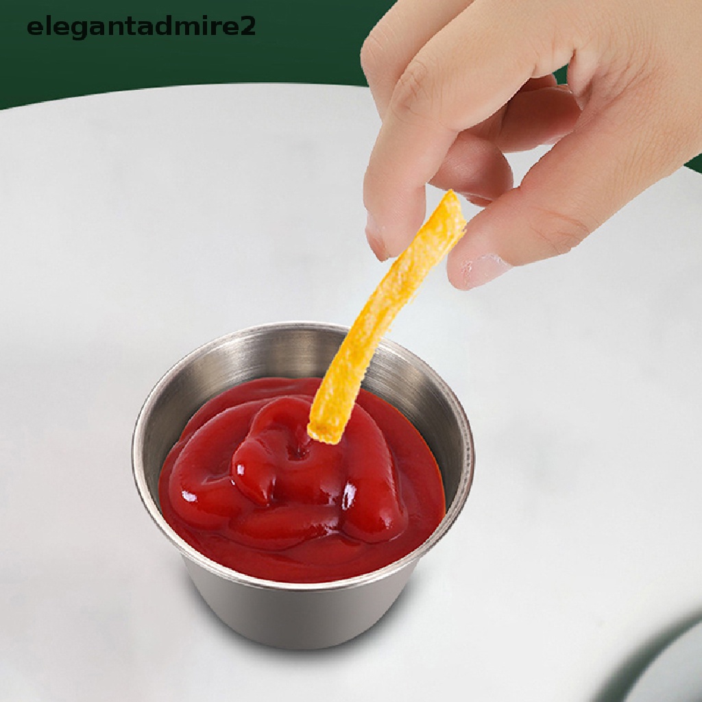 2 cốc đựng sốt / cà chua / nước chấm chất liệu thép không gỉ tiện dụng