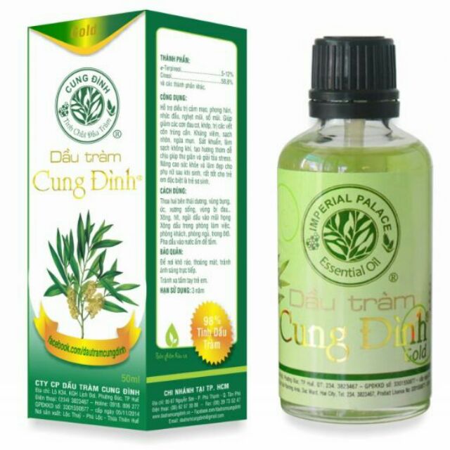 Dầu Tràm Cung Đình 50 ml. Có dầu tràm sợ gì ho, lo gì cảm cúm, viêm xoang