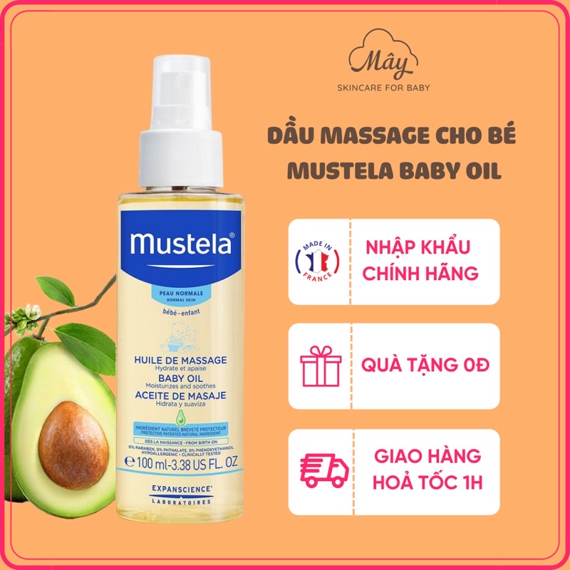[Nhập khẩu chính hãng] Dầu masage dưỡng ẩm Mustela cho bé sơ sinh, mẹ bầu