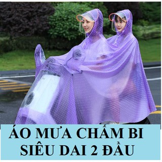 Áo mưa trong suốt chấm bi siêu dai 2 đầu
