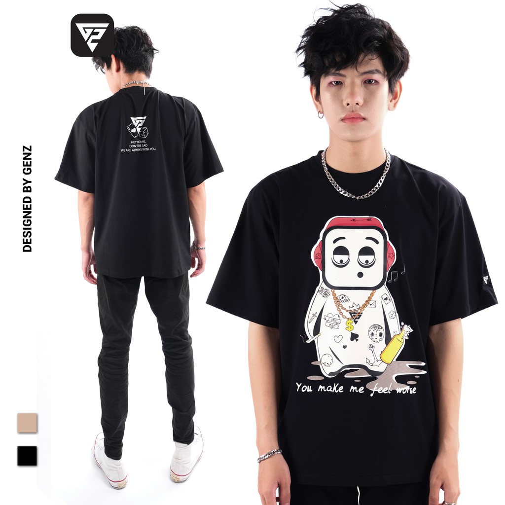 Áo thun tay lỡ GENZ phông Unisex nam nữ Cotton oversize form rộng Bad Gangter | BigBuy360 - bigbuy360.vn