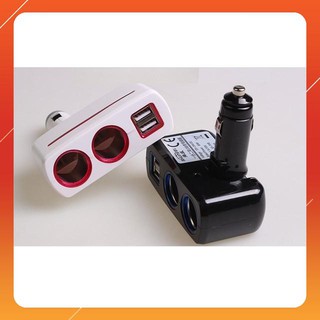 Tẩu chia nguồn 2 cổng + 2 USB sạc điện thoại cho oto