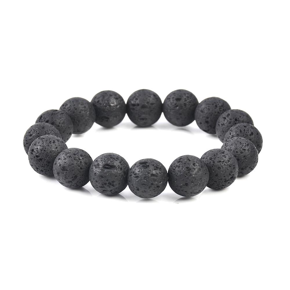 Vòng Tay Chuỗi Hạt Đá Núi Lửa Màu Đen Dành Cho Nam