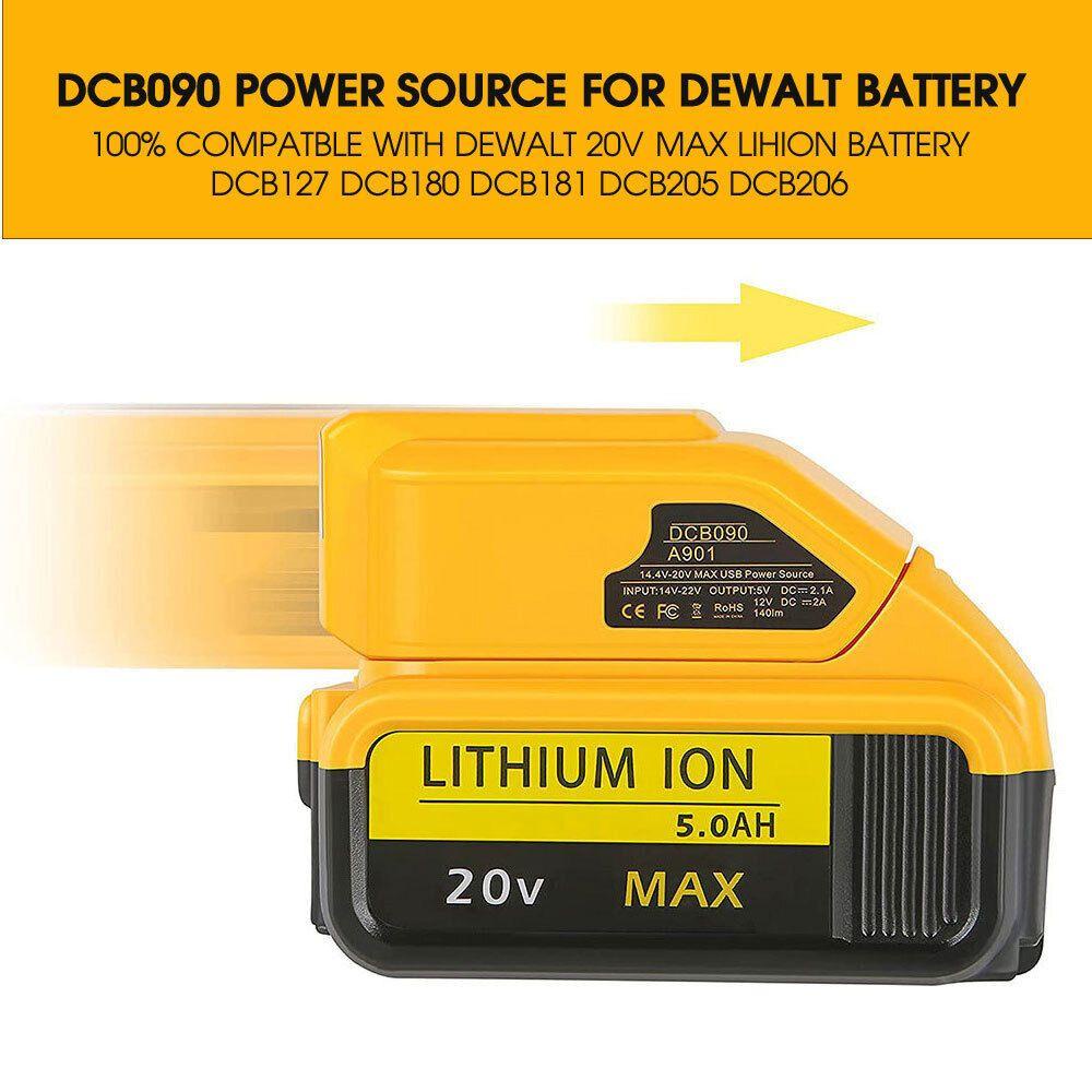 BTLIMER Bộ Chuyển Đổi Pin Li-ion Hai Cổng USB Có Đèn LED Cho Pin Dewalt 18V-20V Li-ion