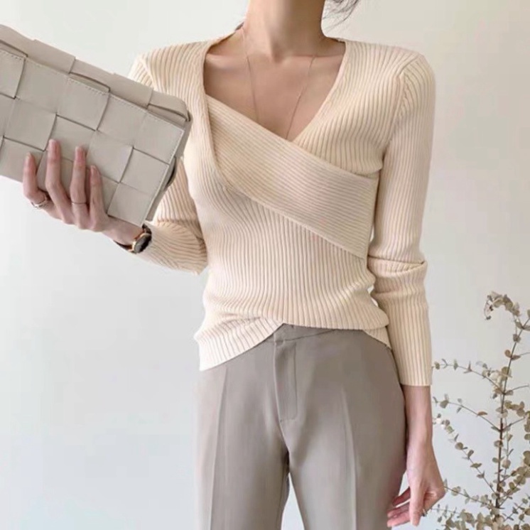 Áo len nữ Hàn Quốc cổ v dệt kim tay dài ulzzang kiểu dày dặn form rộng K2C1 | BigBuy360 - bigbuy360.vn