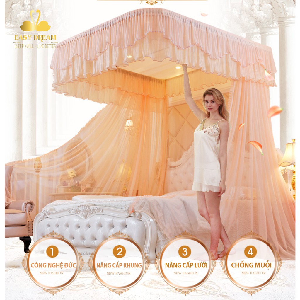 Màn ( Mùng) khung không khoan tường EASY DREAM Có dây kéo ròng rọc Tăng chỉnh được độ cao sản phẩm đạt tiêu chuẩn Đức