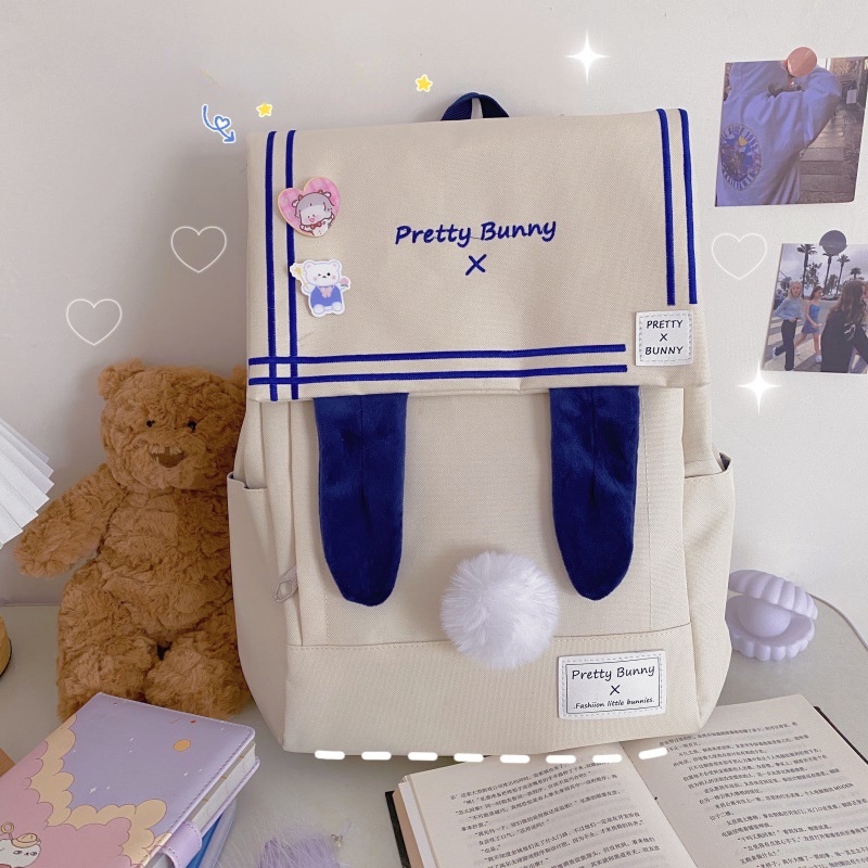 Mới Ba Lô Đi Học Gắn Tai Thỏ Dễ Thương Cho Nữ