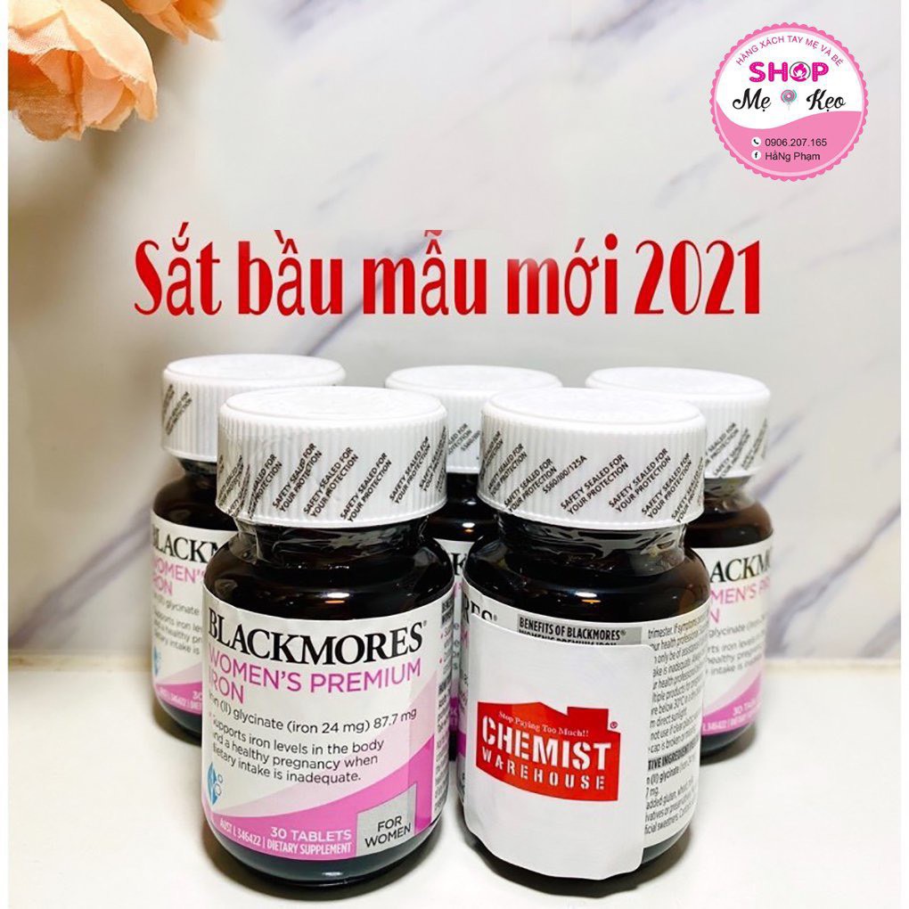 {Đủ Bill + Tem Chemist} Sắt Bà Bầu [Úc] Blackmores Iron for woman - lọ 30 viên - Mẫu mới 2021