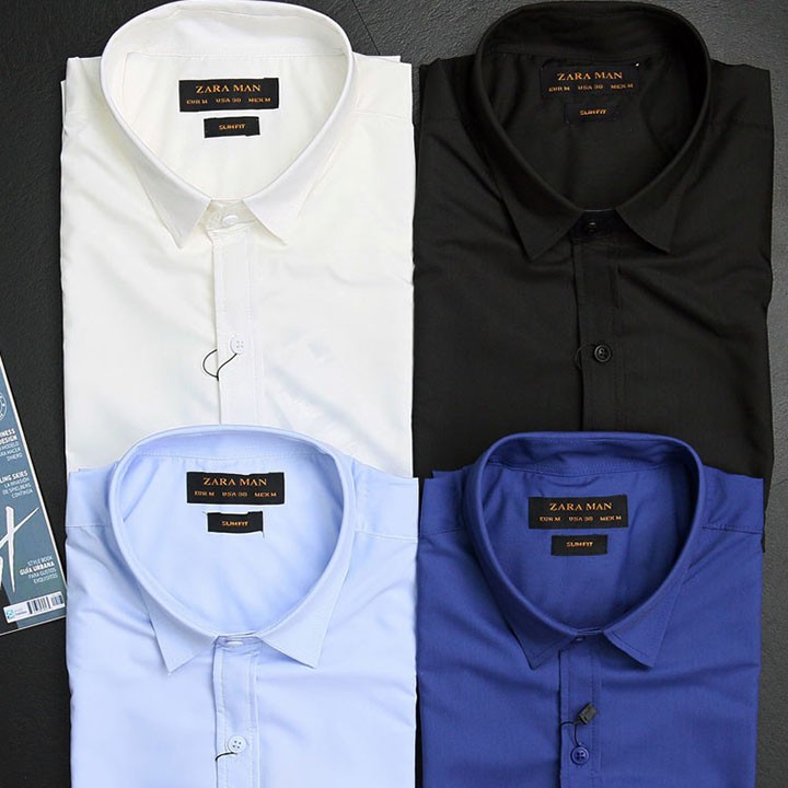 Áo sơ mi nam tay ngắn cổ trơn thanh lịch vải kate mềm mại thoáng mát, áo nam chống nhăn - TT0195