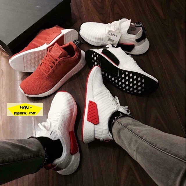 | Xả Xả | (Mẫu mới) Giày thể thao adidas NMD R2 Trắng cổ chun (Fullbox) .