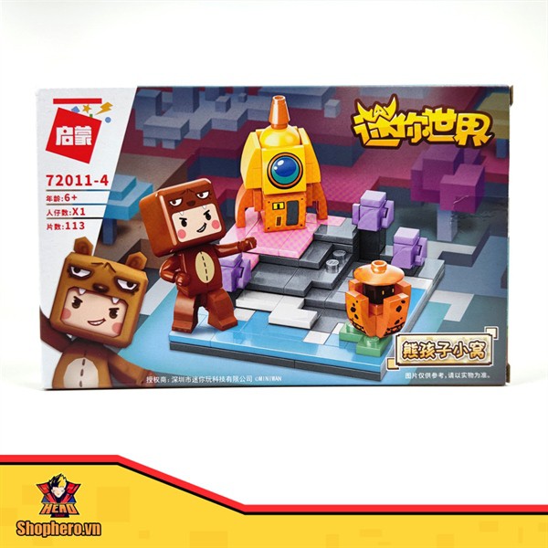 Mô Hình Lắp Ráp Mini. World Gấu Boom lên mặt trăng