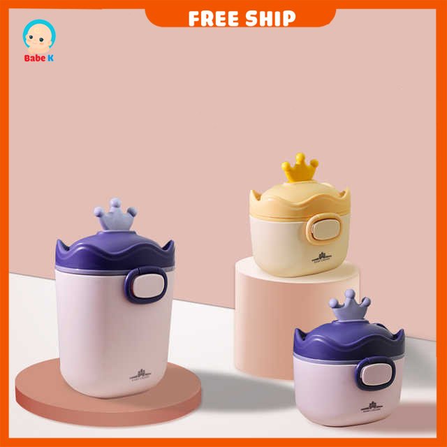 Hộp đựng sữa bột, hộp đựng đồ ăn khô cho bé hình vương miện cao cấp hãng Baby Crown có thể tuyệt trùng Shop Babe K