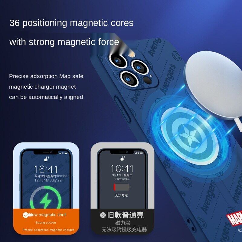 Ốp Điện Thoại Silicon Mềm Nam Châm Hình Marvel Magsafe Cho iPhone 13 13pro 13promax 12 12pro 12promax