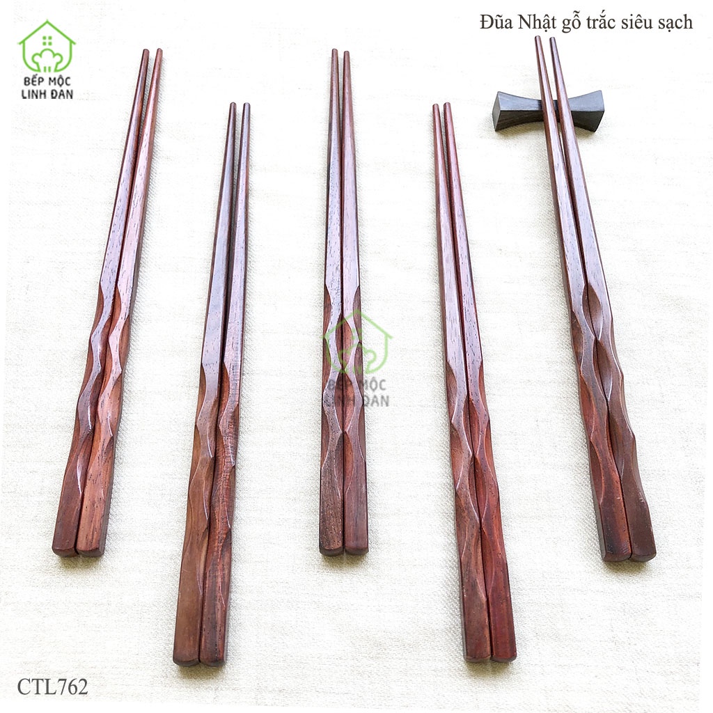 Đũa Nhật Gỗ Trắc Đầu Khía Sóng HAHANCO  Hàng Xuất Khẩu Siêu Sạch