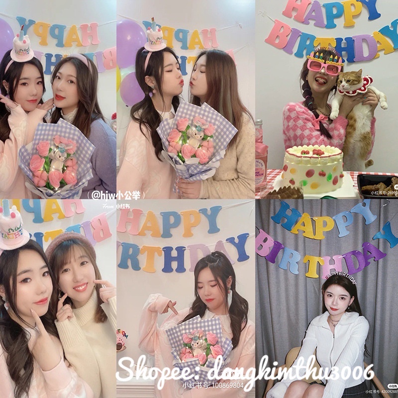 Dây Chữ HAPPY BIRTHDAY Vải Dạ Phong Cách Hàn Quốc