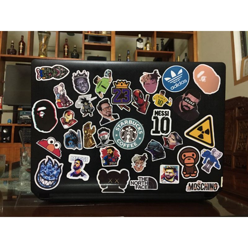 Sticker decal dán mũ bảo hiểm laptop điện thọai chai nước đàn guitar xe máy theo sở thích yêu cầu