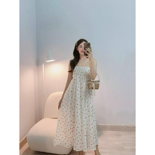 ĐẦM MAXI 2 DÂY HOA NHÍ - Hình shop chụp thật