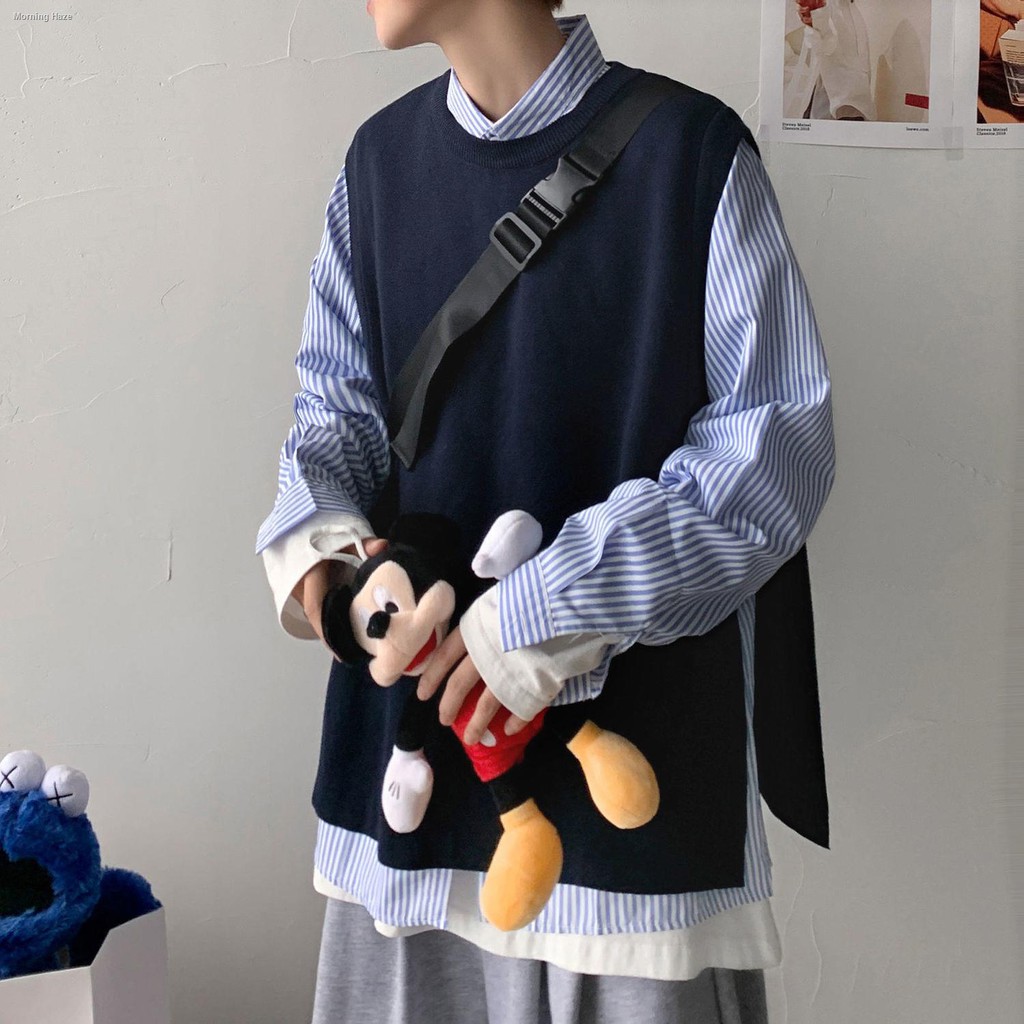 Áo Khoác Sweater Không Tay Dáng Rộng Xẻ Tà Thời Trang Mùa Thu Dành Cho Nam Giới | BigBuy360 - bigbuy360.vn