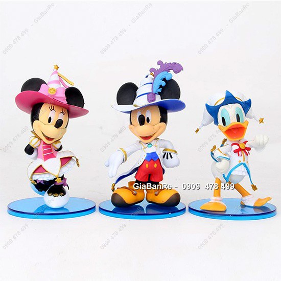 MS: 7929 - MÔ HÌNH NHÂN VẬT -  BỘ 3 NHÂN VẬT MICKEY MINIE DONALD HiỆP SĨ QUÝ TỘC