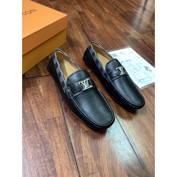 Giày moca da thật, giày lười LOUIS VT nam lót da đế cao su Bản đẹp fullbox thẻ bill.