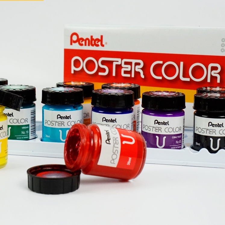 Màu Nước Bột Poster Pentel  trọn bộ 12 màu 30ml